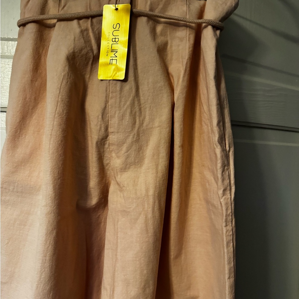 Peach Drawstring Paperbag Pants New - Picture 3 of 10
